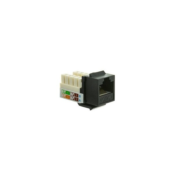 Cable Wholesale Slimline Cat6 Keystone Jack, Black, RJ45 Female to 110 Punch Down 326-120BK - main